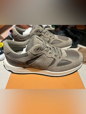 $995 Tod's Taupe Suede and Mesh Athletic Sneakers